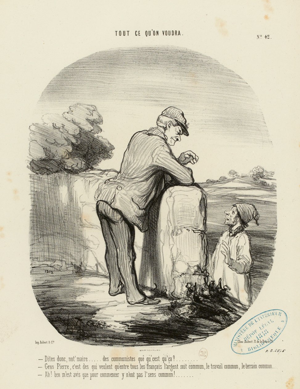 Tout ce qu'on voudra Nr. 42: - Sagen Sie mal, Herr Bürgermeister... was sind Kommunisten? ... af Honoré Daumier