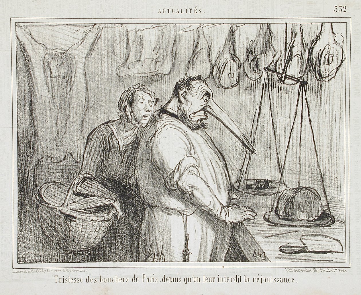 Parisiske slagteres tristhed... af Honoré Daumier