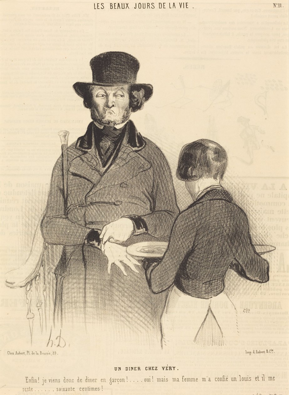 En middag hos Véry af Honoré Daumier