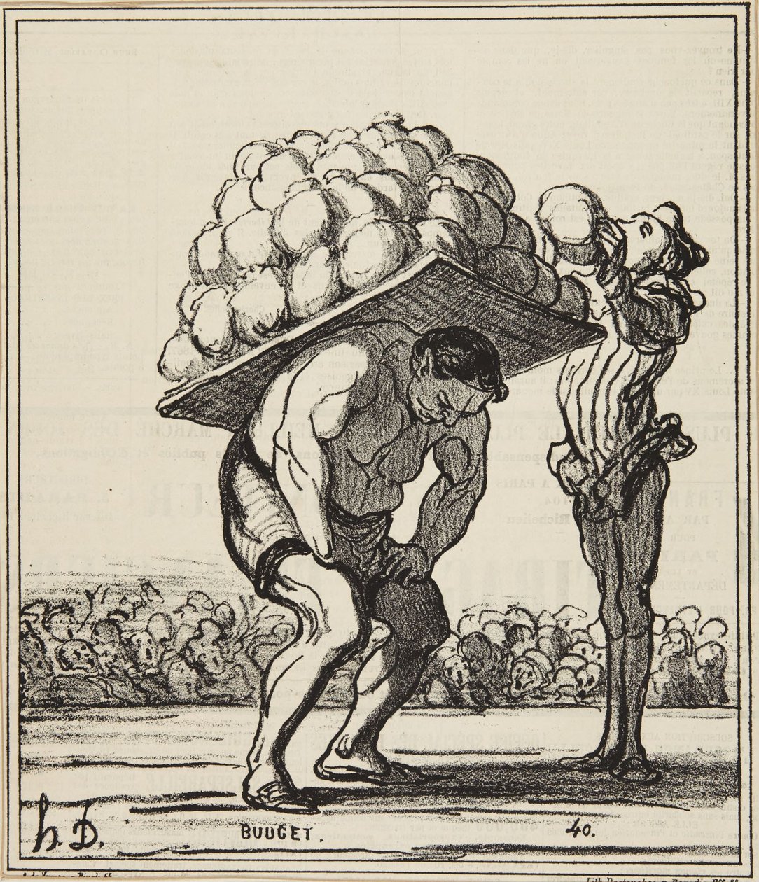 „En Herkules, der presser dem fra Sankt Clouds fest ind“ af Honoré Daumier