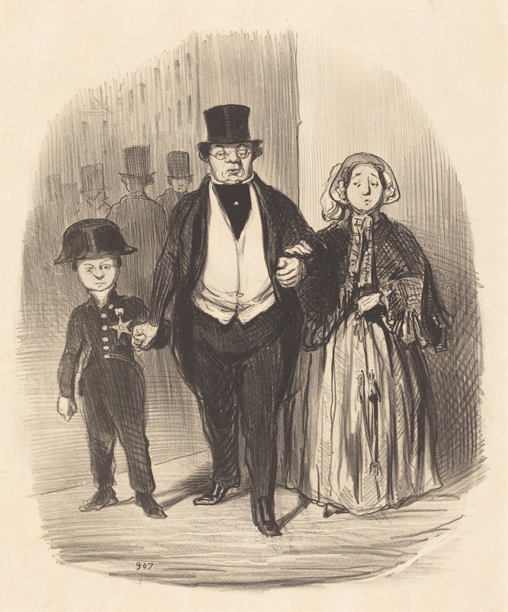 En ung mand, som er håbet... for familien Badinguet af Honoré Daumier