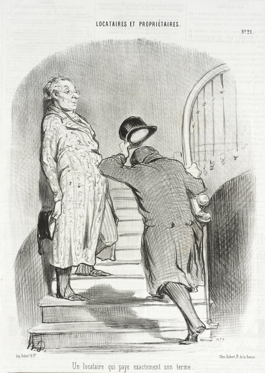 En lejer, der betaler sin husleje punktligt af Honoré Daumier