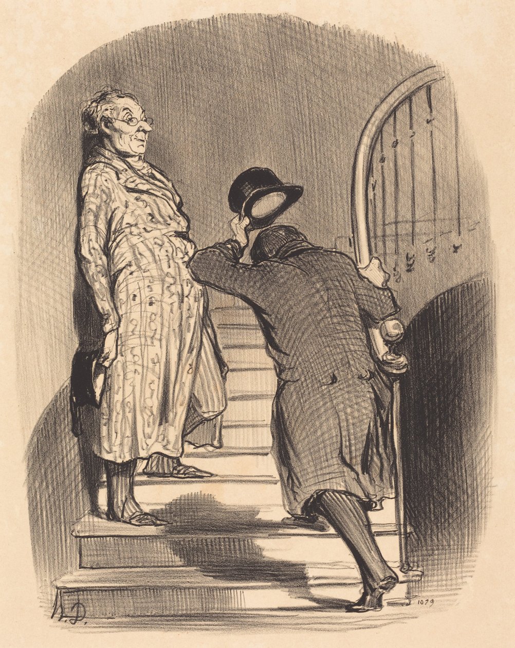 En lejer, der betaler sin husleje punktligt af Honoré Daumier