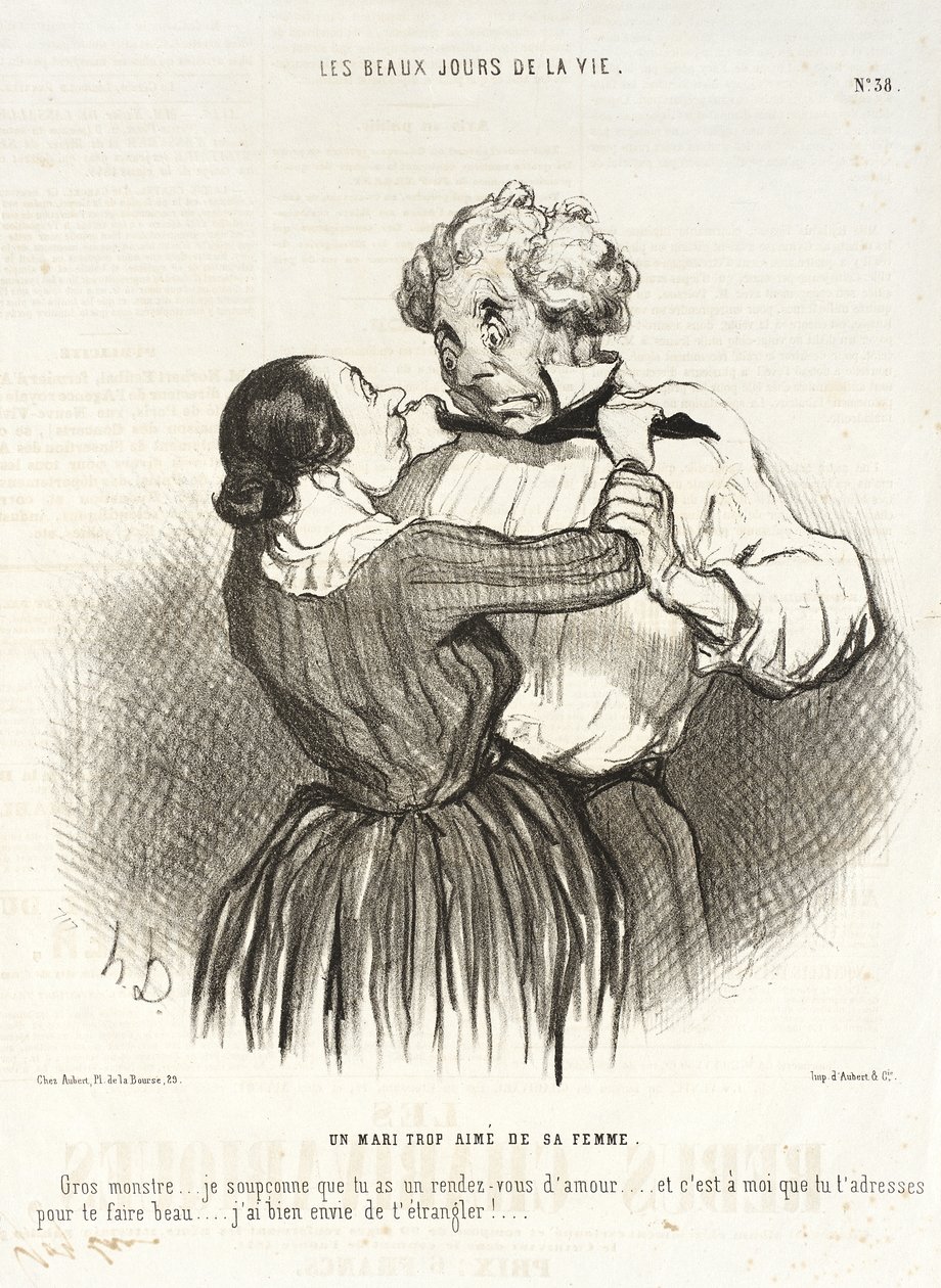 En mand, der er alt for elsket af sin kone. af Honoré Daumier