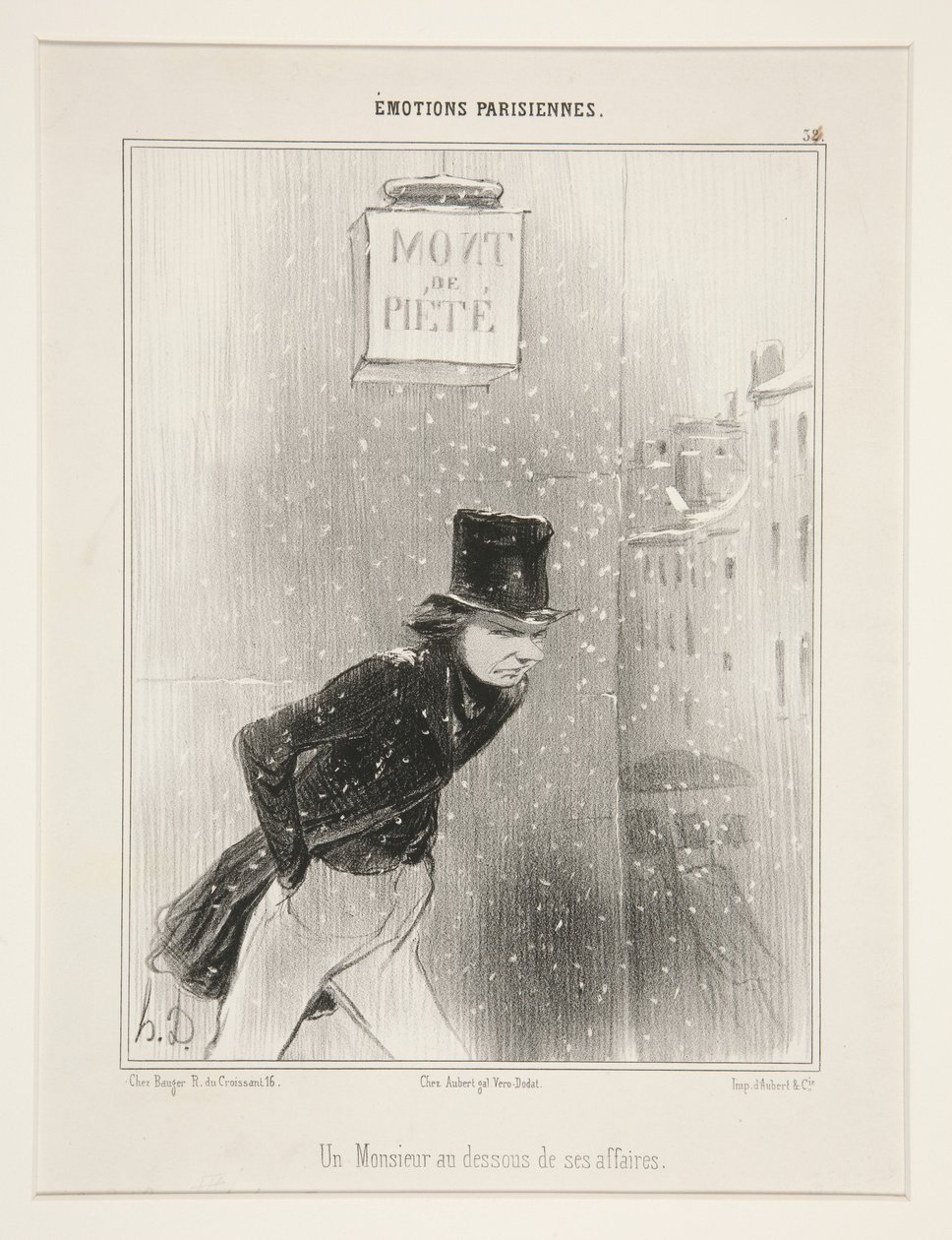En herre under sine forretninger, tavle 34 fra serien Parisiske følelser, fra albummet Parisiske følelser af Honoré Daumier