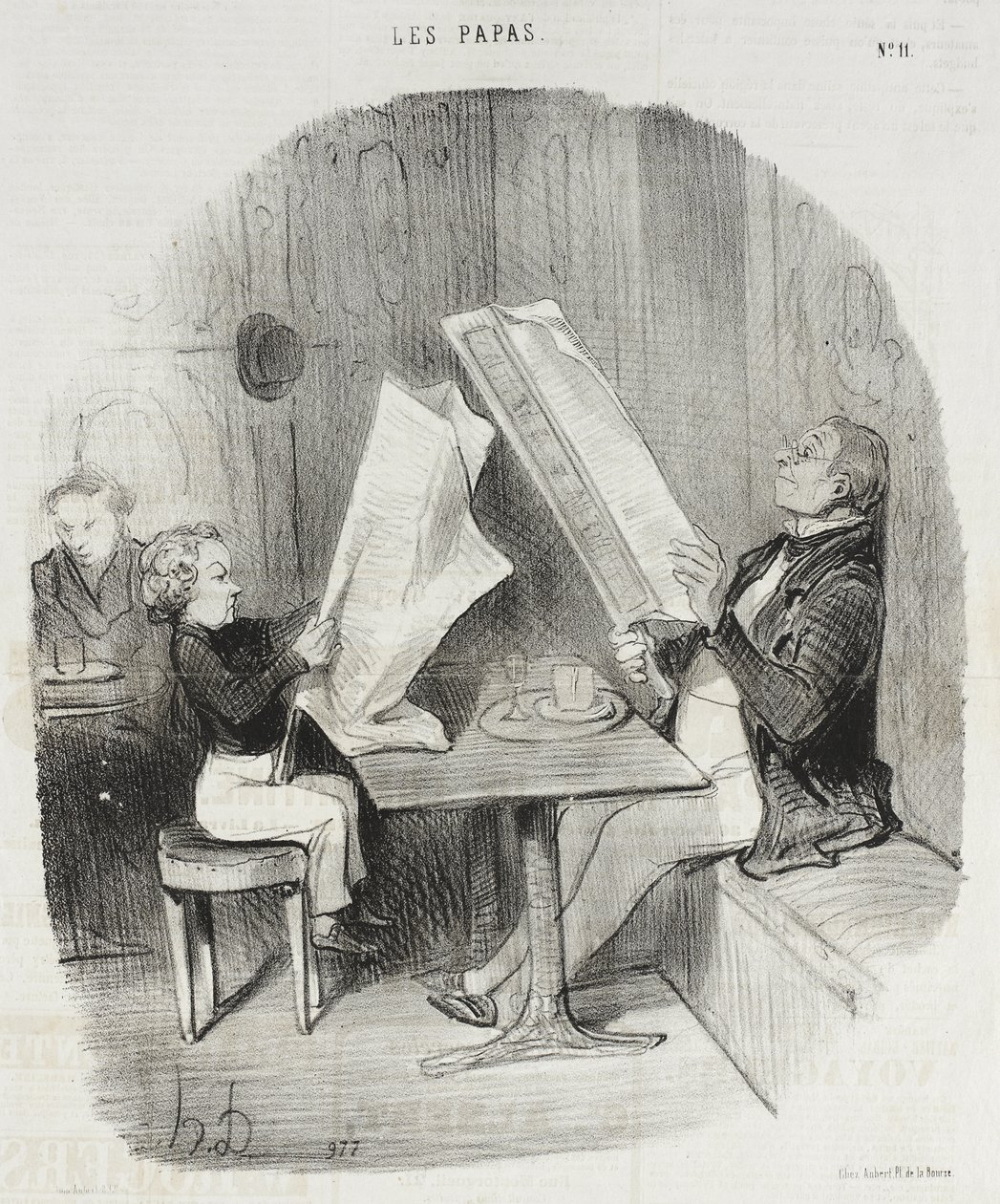 Et barn, der morer sig med lidt. Le Constitutionnel er nok for ham hele aftenen af Honoré Daumier