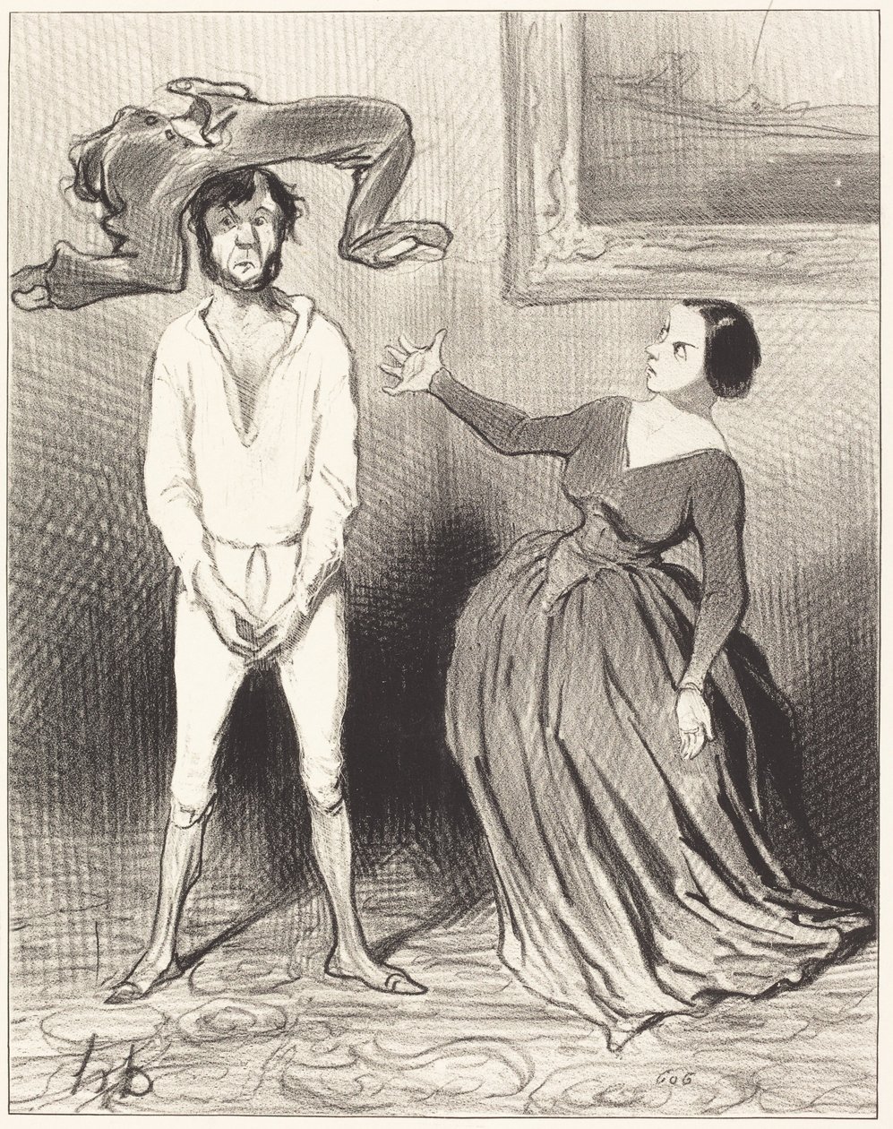 En kvinde som mig ... sy en knap i? ... af Honoré Daumier