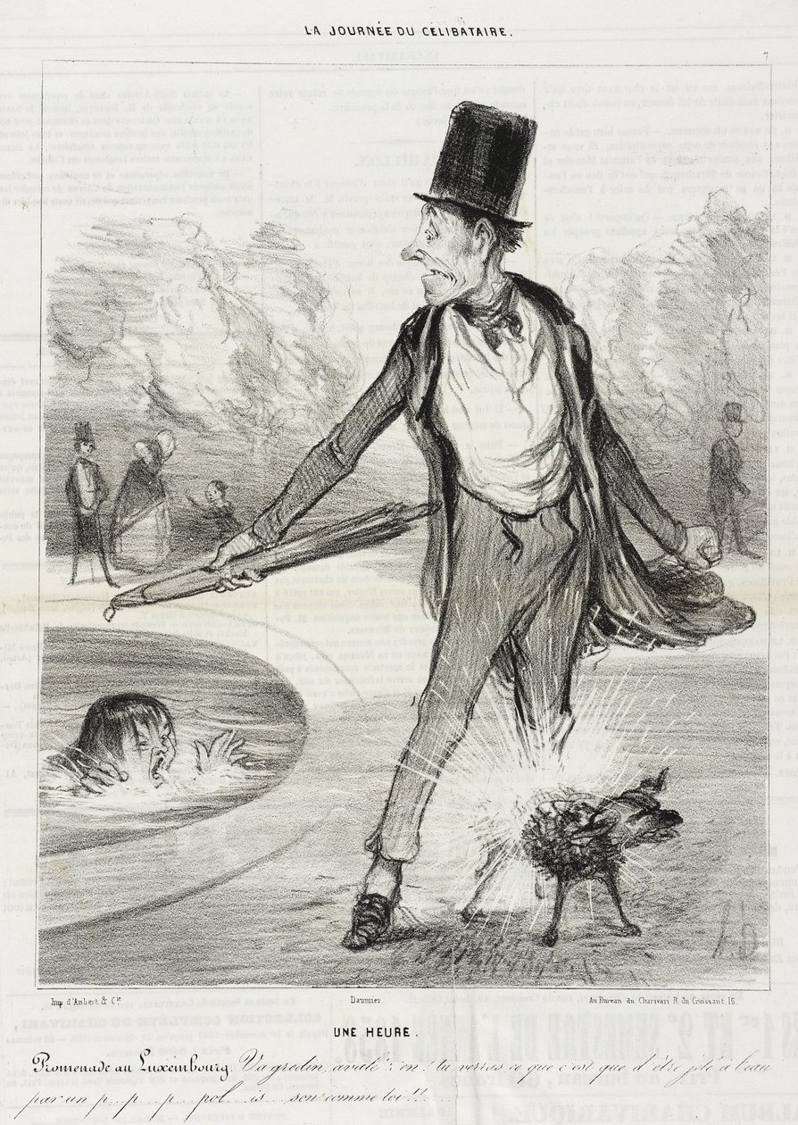 Klokken ét - Spadseretur i Luxembourg-haven af Honoré Daumier