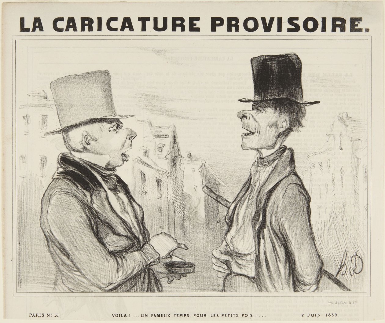 Se! Et prægtigt vejr for de små ærter..., nummer 3 fra serien Parisiske typer fra La Caricature Provisoire af Honoré Daumier