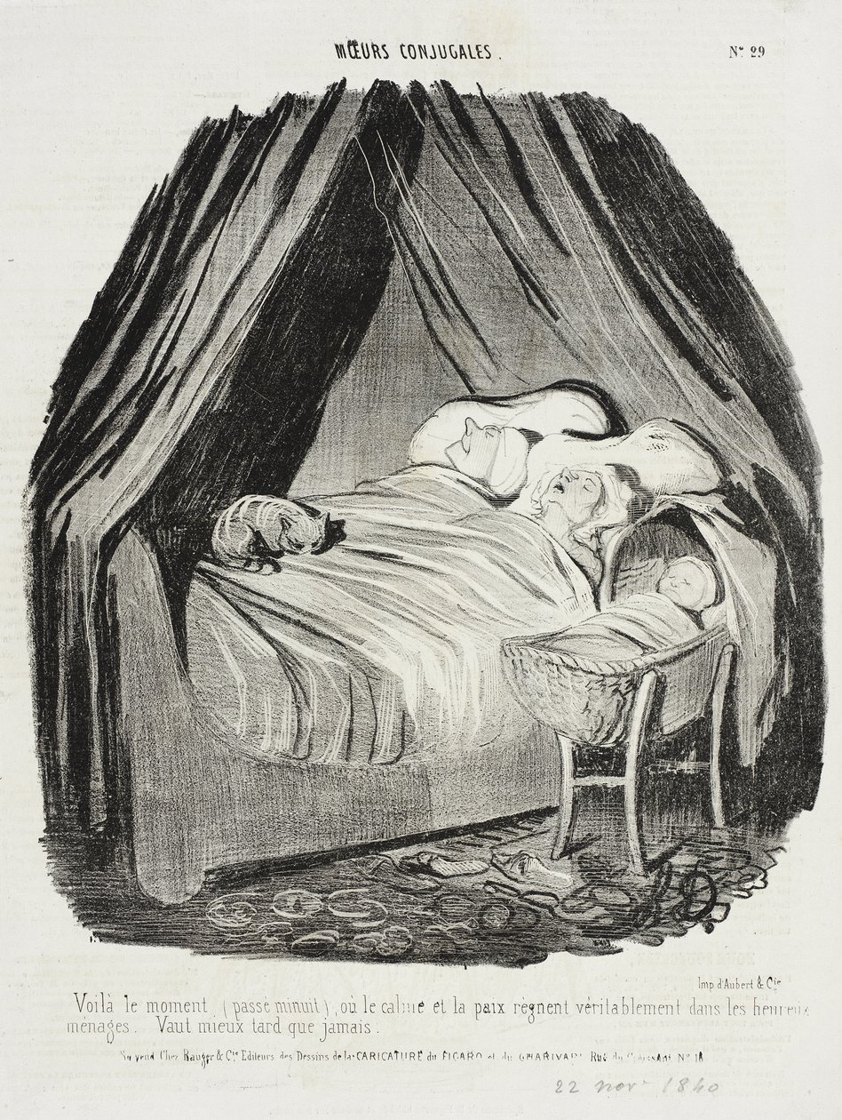 Her er timen (efter midnat), hvor ro og fred hersker... af Honoré Daumier