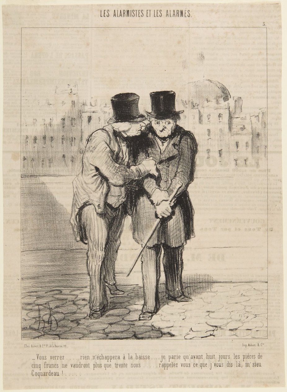 De vil se... intet vil undslippe faldet..., nummer 3 fra serien Alarmisterne og de alarmerede fra Le Charivari af Honoré Daumier