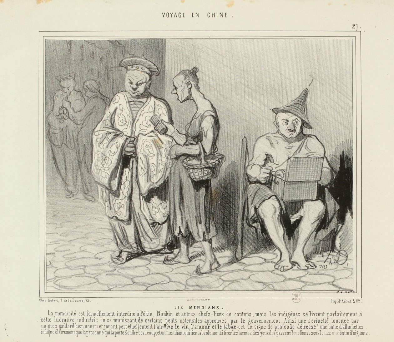 Reise nach China Nr. 21: Die Bettler. Das Betteln ist in Peking streng verboten... af Honoré Daumier