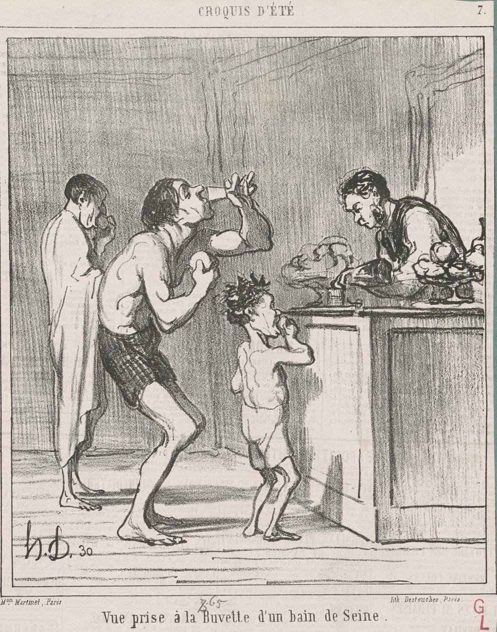 Udsigt taget ved forfriskningsbaren i et bad af Honoré Daumier
