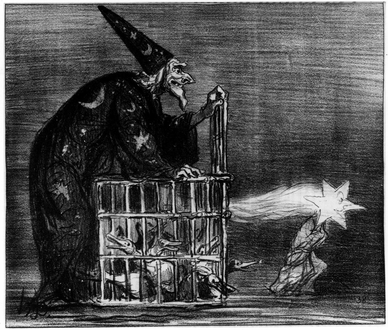 Heks, der forestiller kometen, karikatur af Honore Daumier (1808-1879). af Honoré Daumier