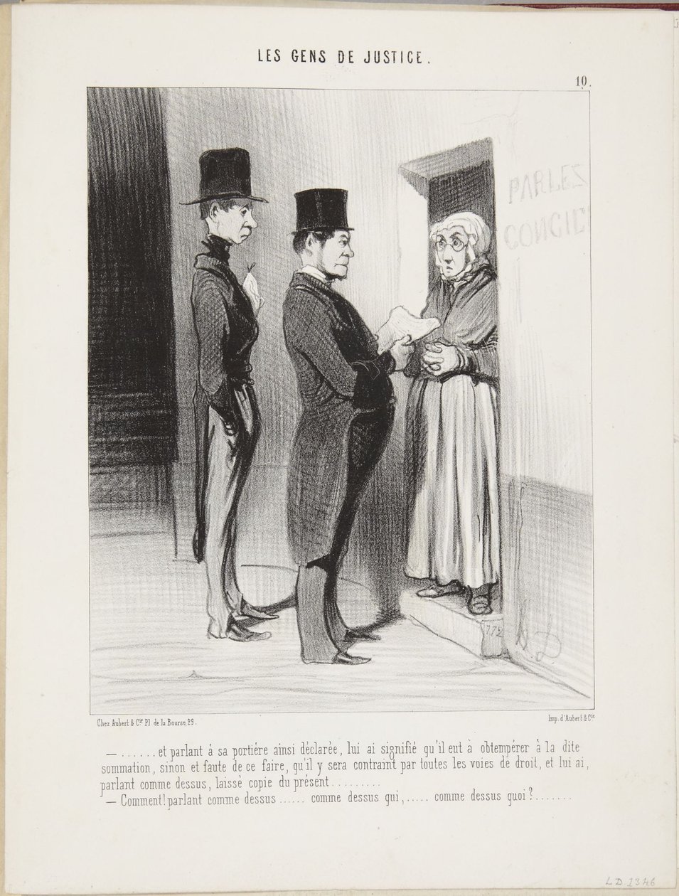 ...og idet han talte til sin således erklærede portnerske... af Honoré Daumier