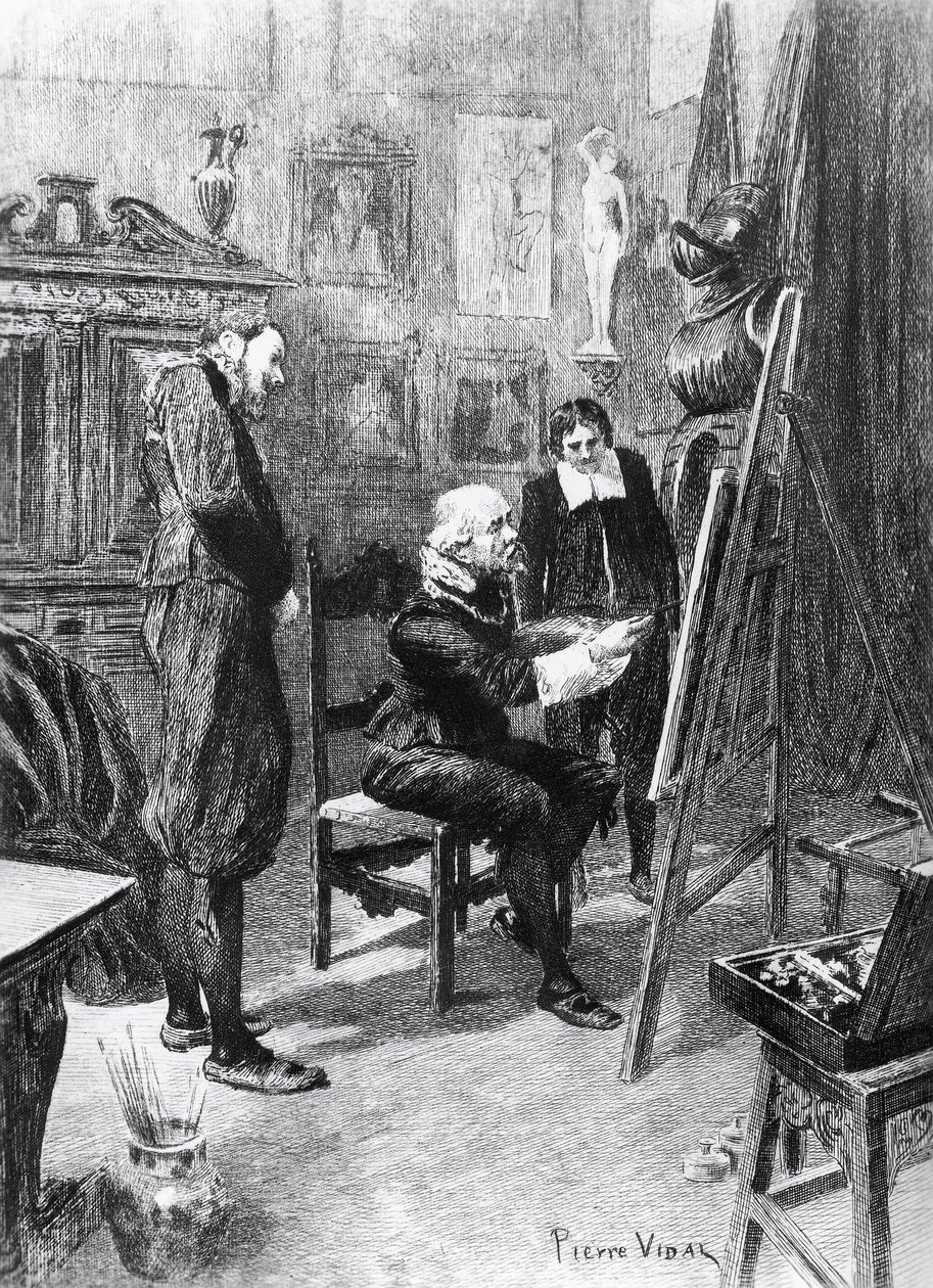 Illustration af Pierre Vidal (1849-1929) til Ukendt mesterværk, novelle af Honore de Balzac (1799-1850) fra samlingen i flere bind med titlen Human Comedy, udgivet i 1901, Paris af Honore de Balzac