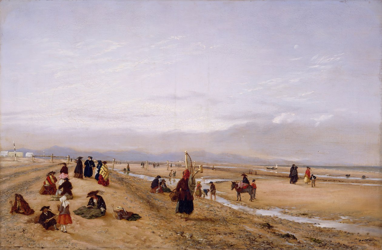 On The Sands At Rhyl, North Wales, 1856. af Hopkins Horsley Hobday Horsley