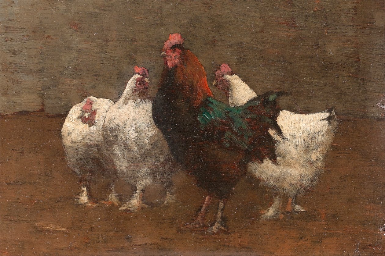 Fowls, 1896 olie på bord detalje af 244425 af Horace Mann Livens