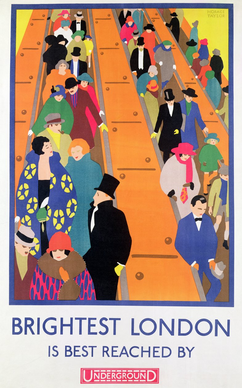 Brightest London er bedst nået med undergrund, 1924, trykt af Dangerfield Co af Horace Taylor