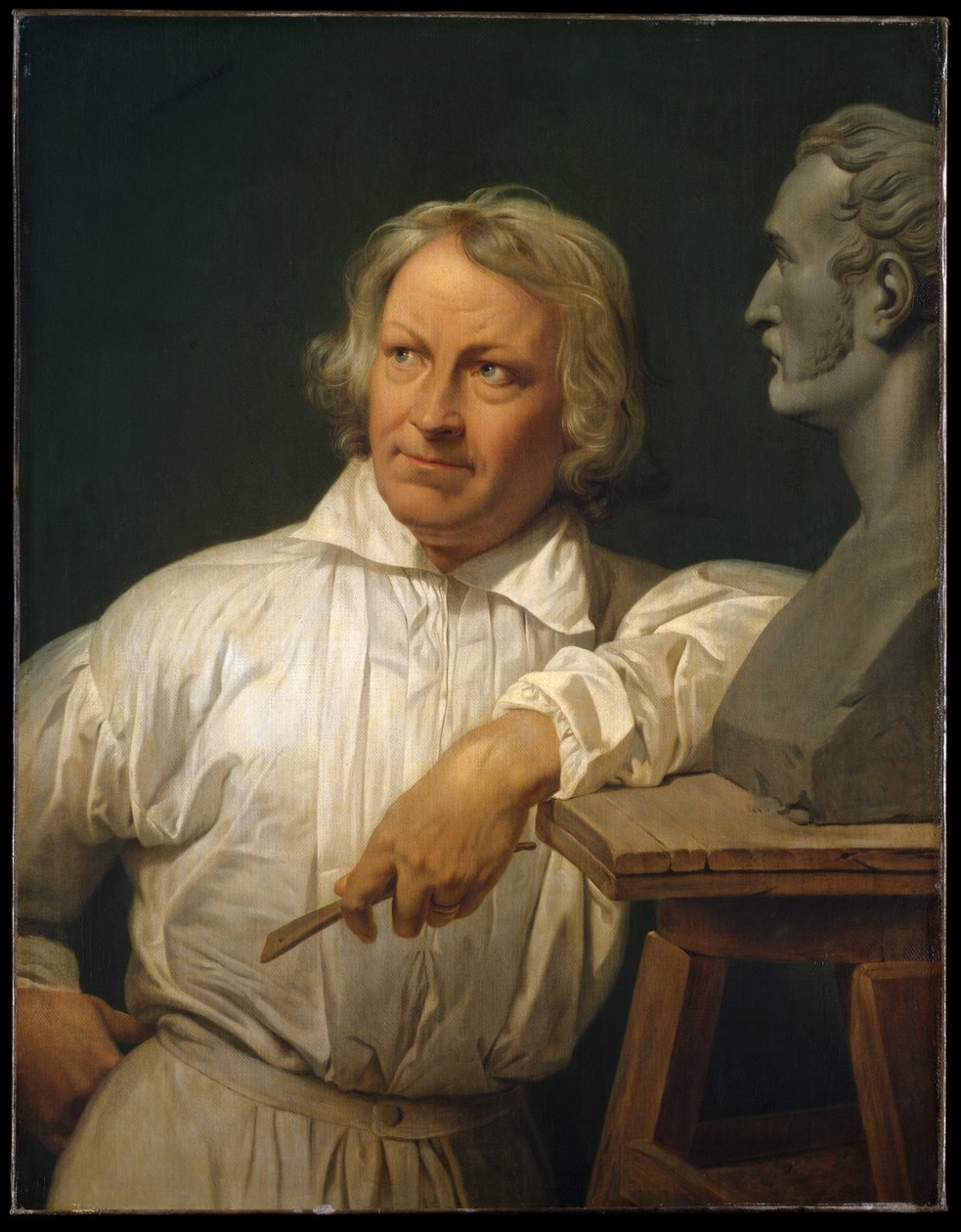 Bertel Thorvaldsen med Buste af Horace Vernet af Emile Jean Horace Vernet