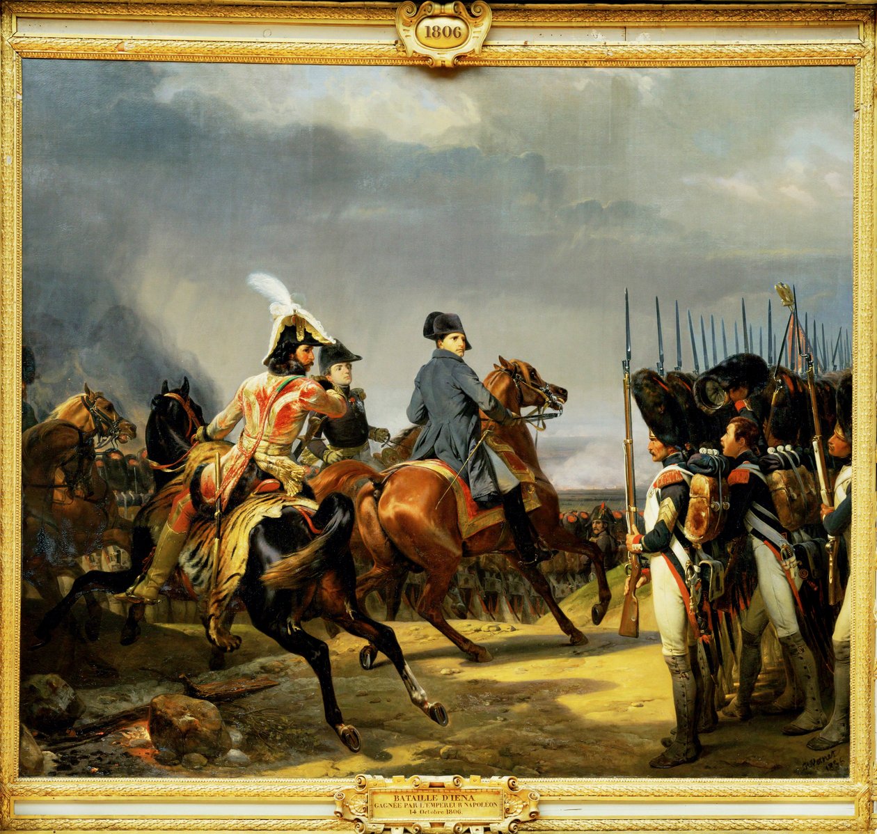 Slaget ved Jena, vundet af kejser Napoleon I den 14. oktober 1806 ... af Horace (after) Vernet