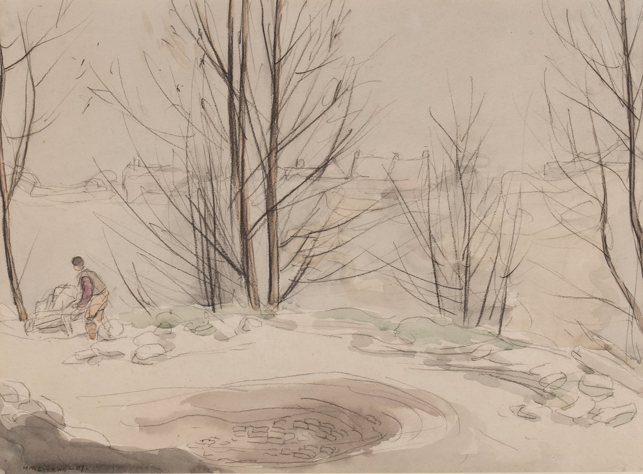 Carshalton Quarry, 1907 (kridt & wc på papir) af Horace Mann Livens