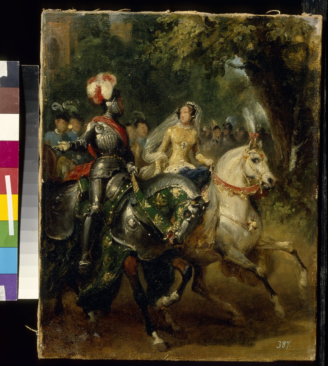 Kavalkade - Peinture de Horace Vernet (1789-1863), huile sur toile (28x22 cm), vers 1842 - (Kavalkade, olie på lærred af H.Vernet, ca. 1842) - State A. Pushkin Museum of Fine Arts, Moskva af Emile Jean Horace Vernet