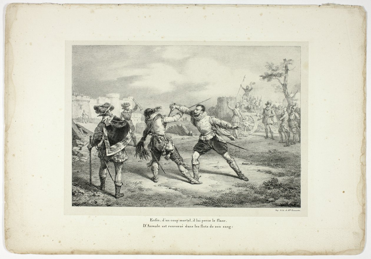 Endelig, med et fatalt slag, gennemborede han hendes side... af Horace Vernet