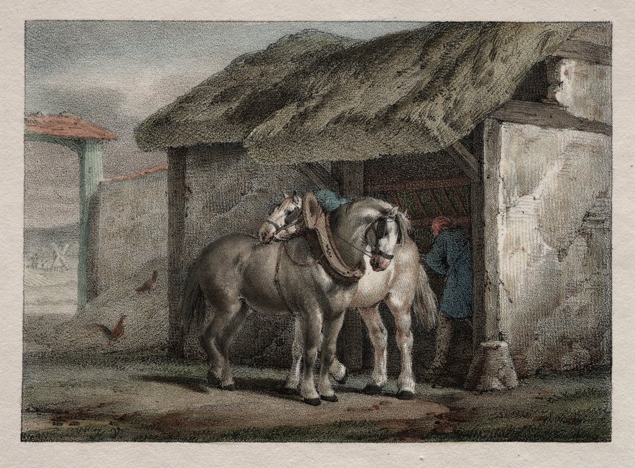Gård Hest. af Emile Jean Horace Vernet