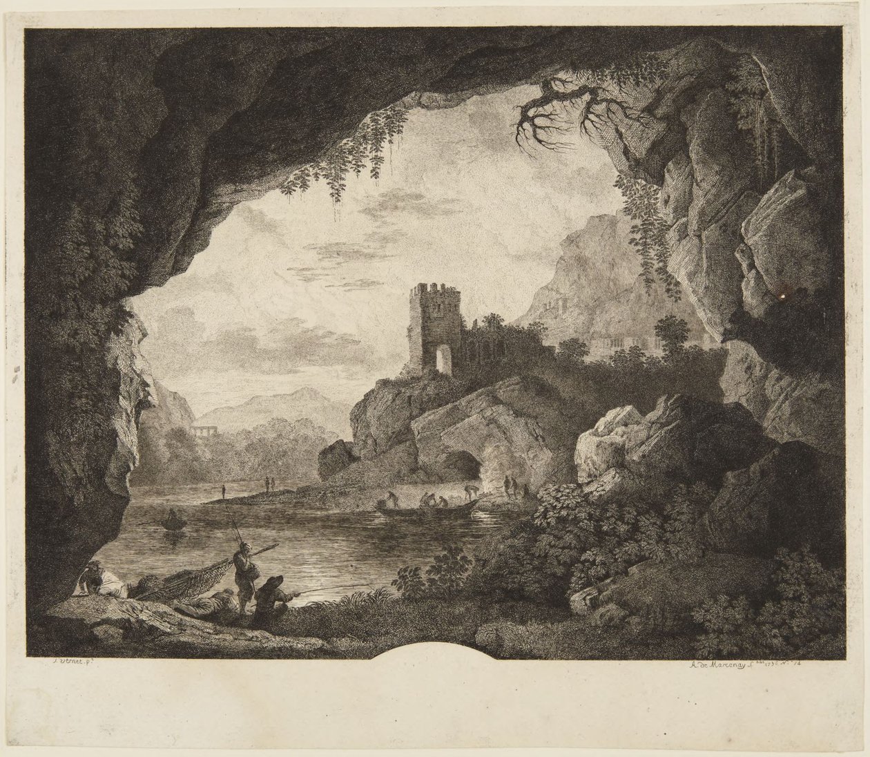 Fiskeri i måneskin af Horace Vernet
