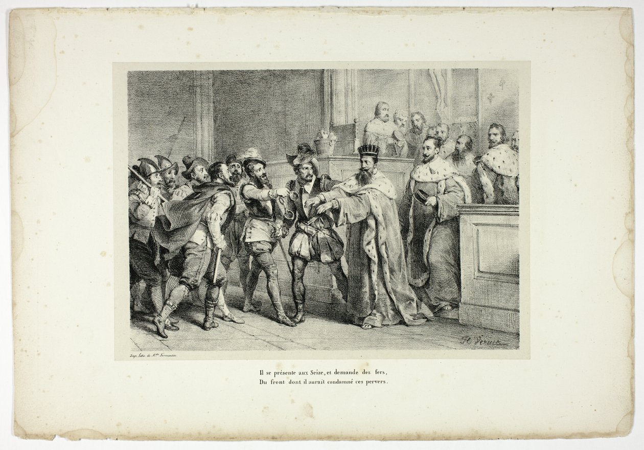 Han går til Sixteen og beder om strygejern. af Horace Vernet