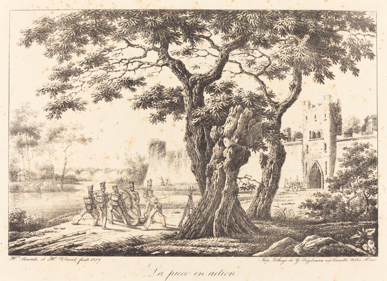 Stykket i aktion af Emile Jean Horace Vernet