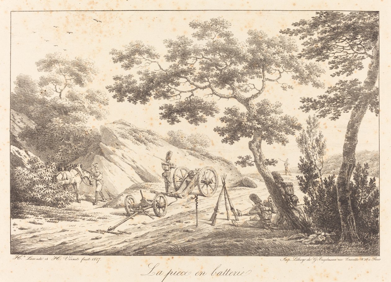 Stykket i batteri af Emile Jean Horace Vernet