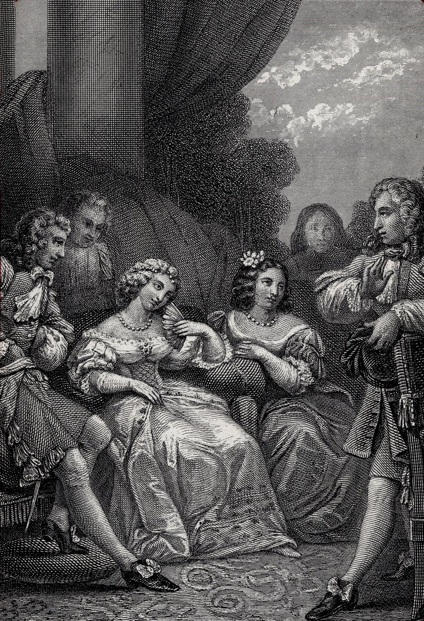 Misantropen eller den forelskede Atrabilaire - Indgravering fra "Works" af Jean-Baptiste Poquelin dit Moliere (Jean Baptiste Poquelin af Emile Jean Horace Vernet