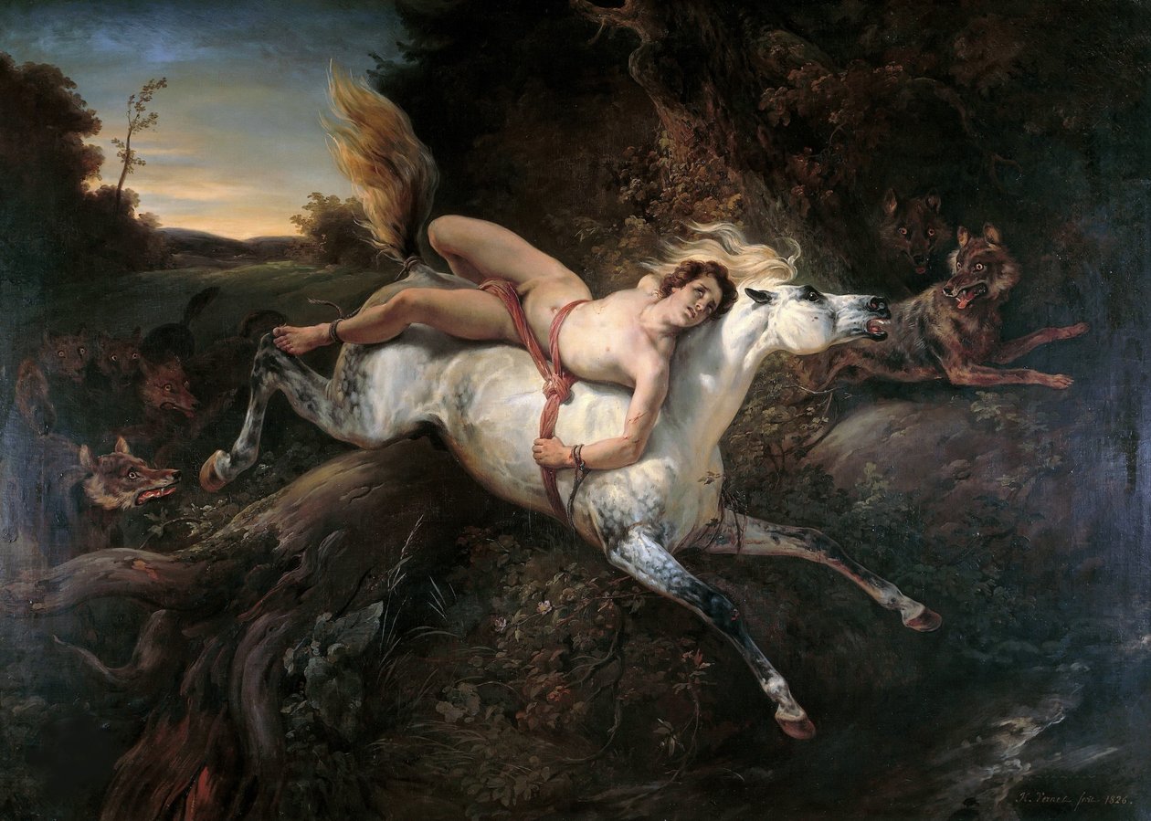 Mazeppa og ulvene, 1826. af Emile Jean Horace Vernet