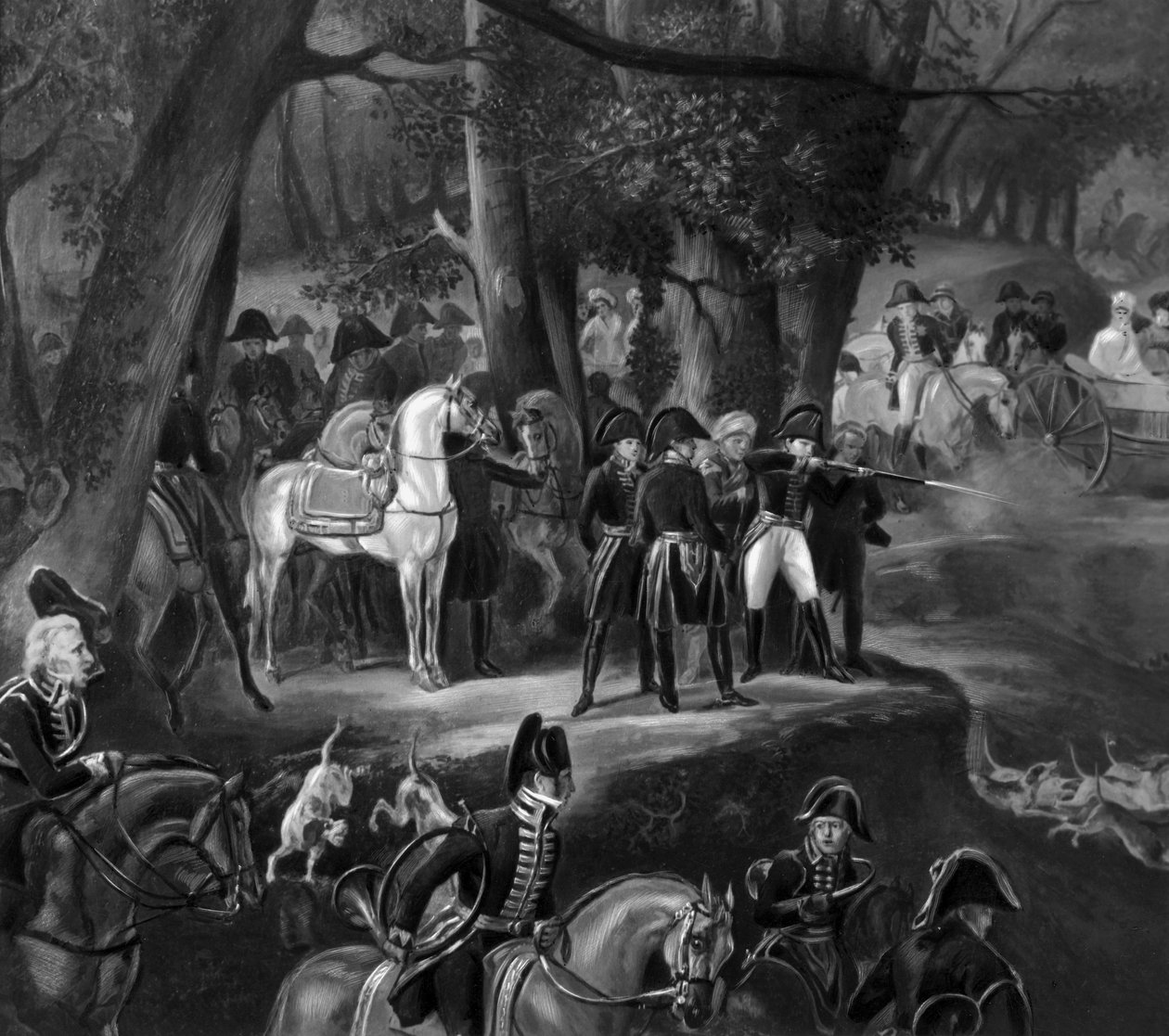 Napoleon I på jagt i Fontainebleau-skoven af Emile Jean Horace Vernet