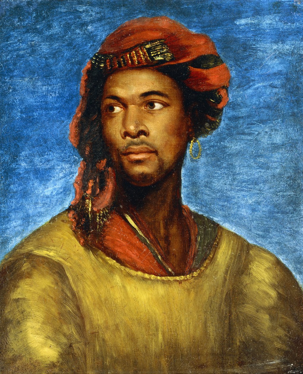Portræt af en maur med en rød turban af Emile Jean Horace Vernet