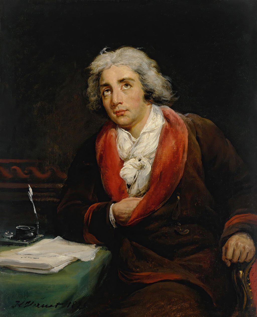 Portræt af digteren André Chénier 1762-1794, 1825. af Emile Jean Horace Vernet