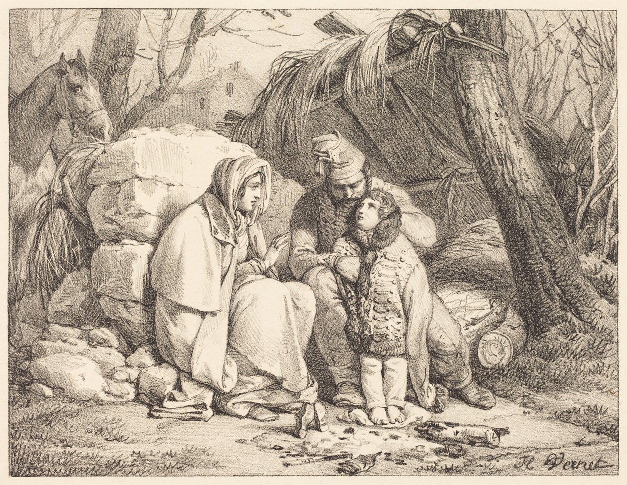 En soldats familie i lejr af Horace Vernet