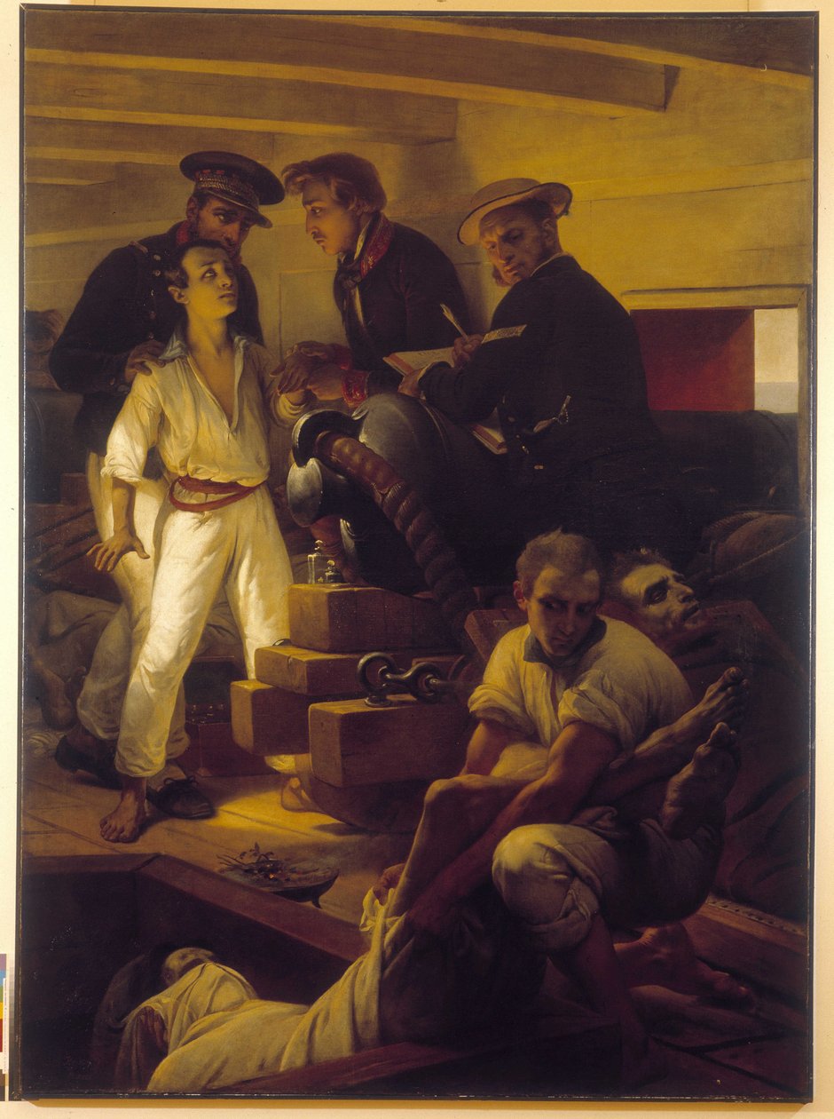 Koleraen om bord på Melpomene - (Depot for Sanitærvæsenet i Marseille) af Emile Jean Horace Vernet