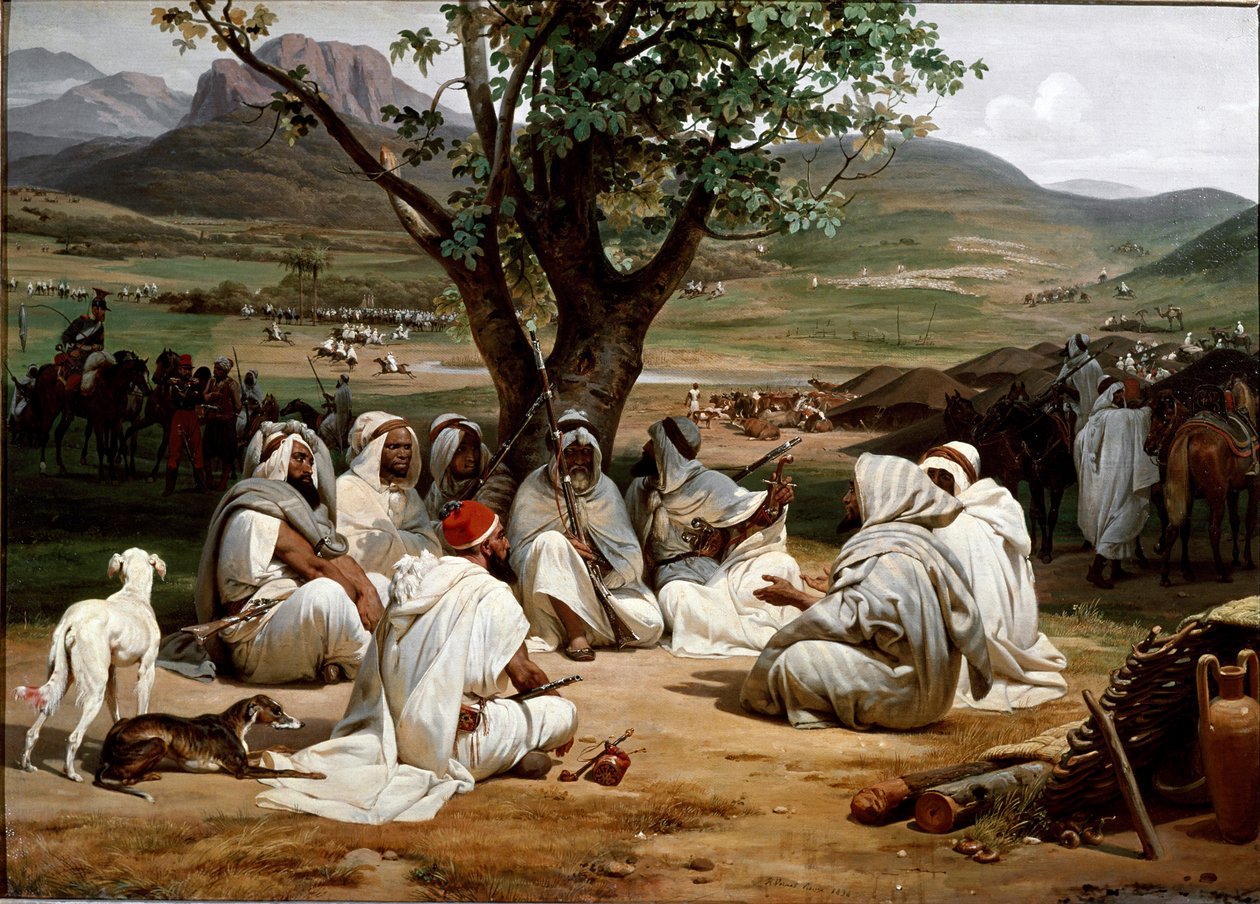 Parlamentariket og Medjeles-rådet for arabiske høvdinge. Maleri af Antoine Charles Horace Vernet (1758-1836) 1834. Dim. 98x52 cm. Chantilly, Museum of Conde af Emile Jean Horace Vernet