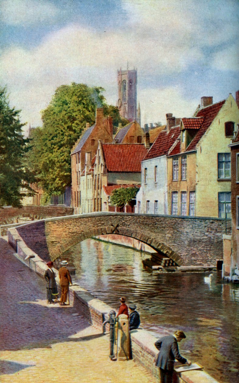 Bridge and Green Quay, Brugge, Belgien, c1924. af Horace W Nicholls