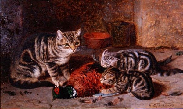 Spil til middag (olie på panel) af Horatio Henry Couldery