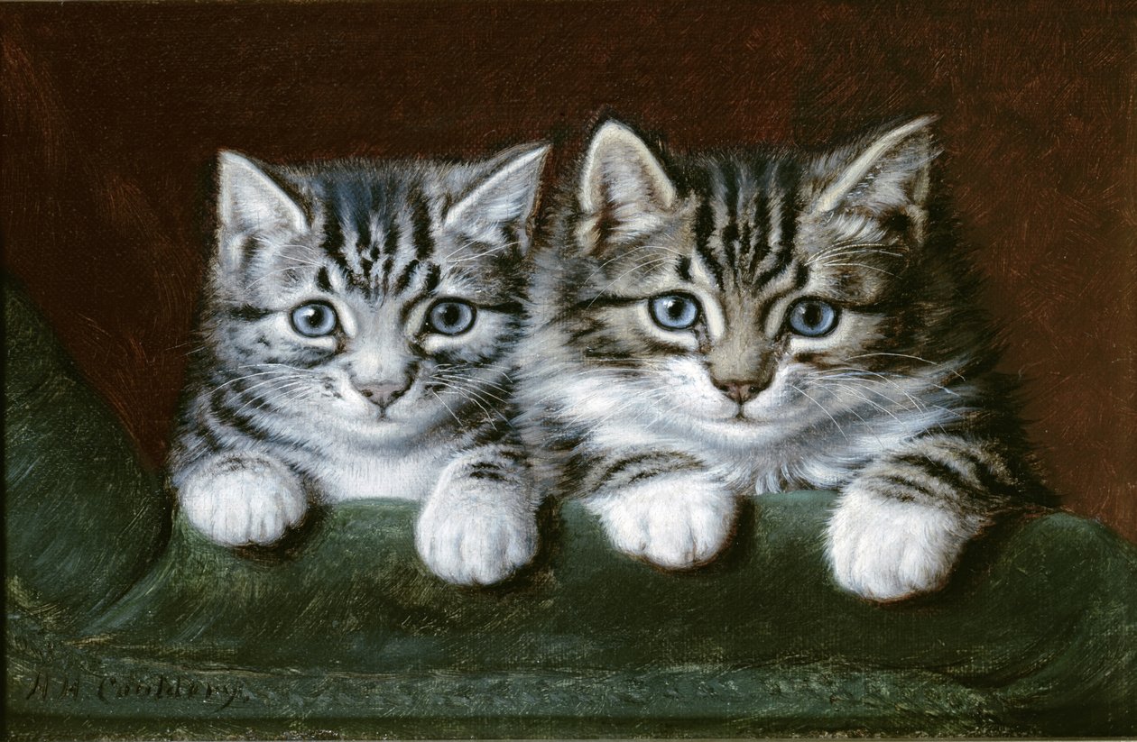 To Tabby killinger (olie på lærred) af Horatio Henry Couldery