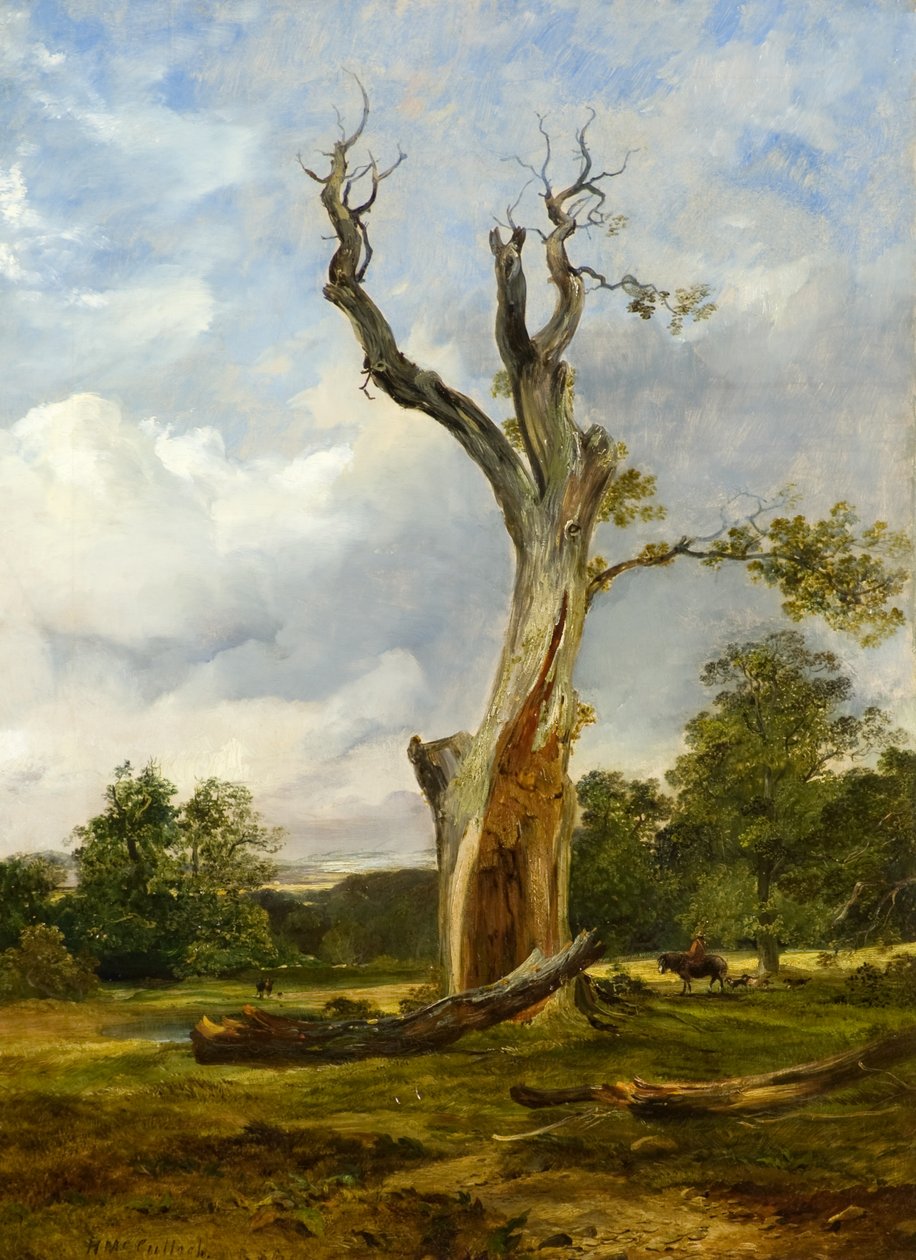 The Blasted Tree, ca. 1838 (olie på lærred) af Horatio McCulloch