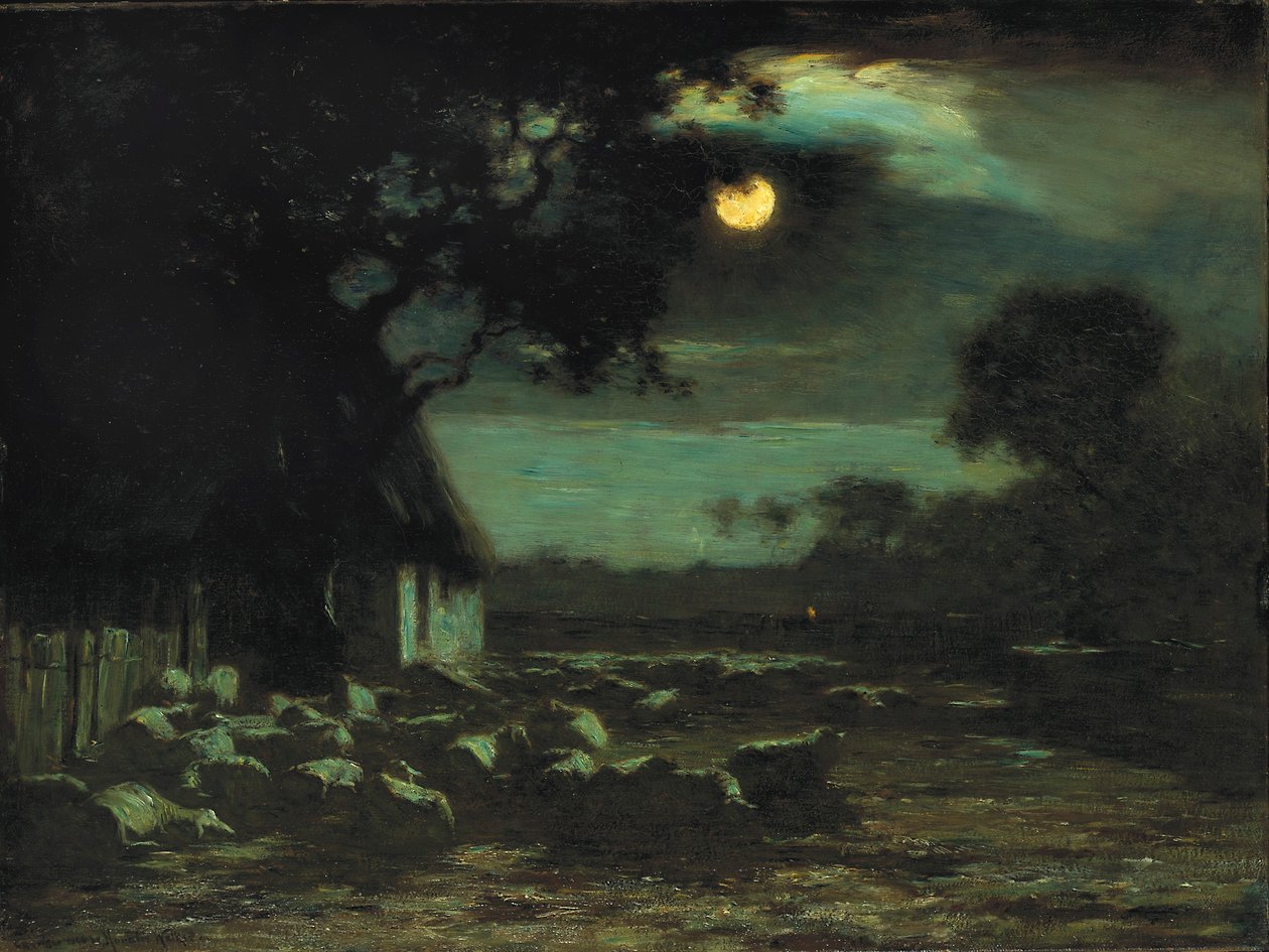 Fåregård, måneskin af Horatio Walker