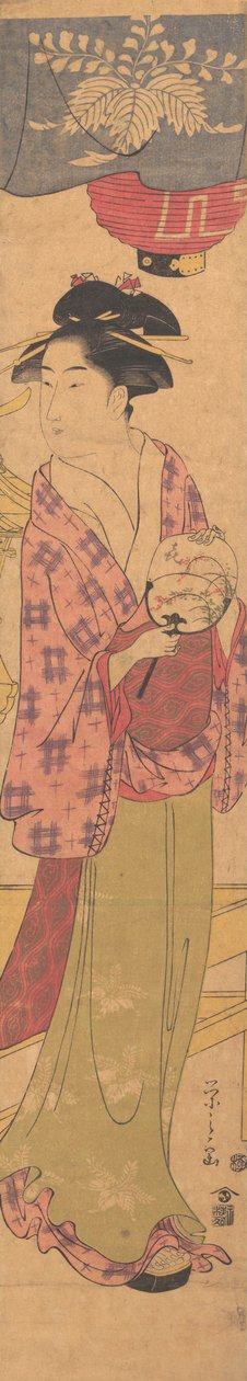 En pige med en fan, ca. 1780. af Hosoda Eishi