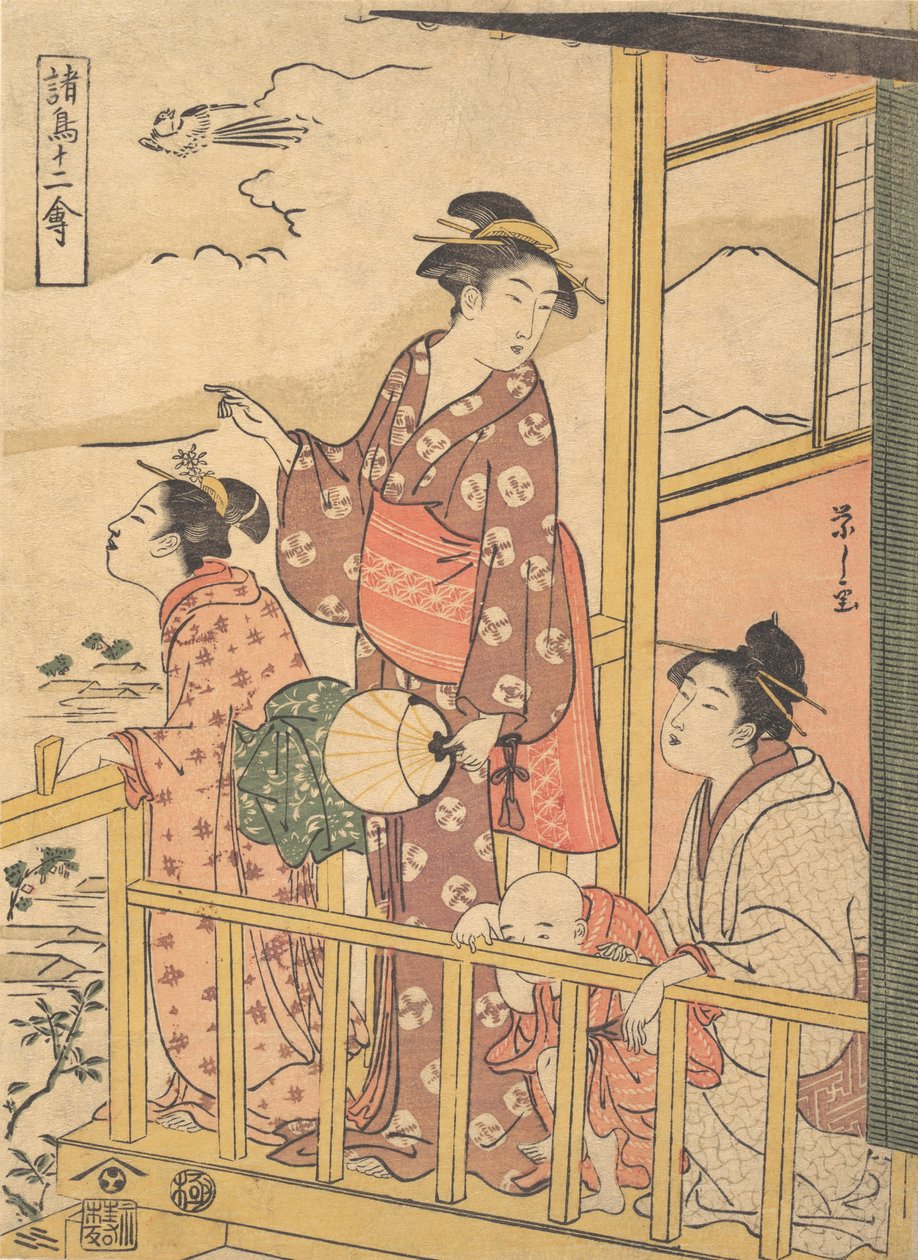 A Long-tailed Fowl Onagadori, fra serien Twelve Assorted Birds Shocho junikin..., ca. 1791. af Hosoda Eishi