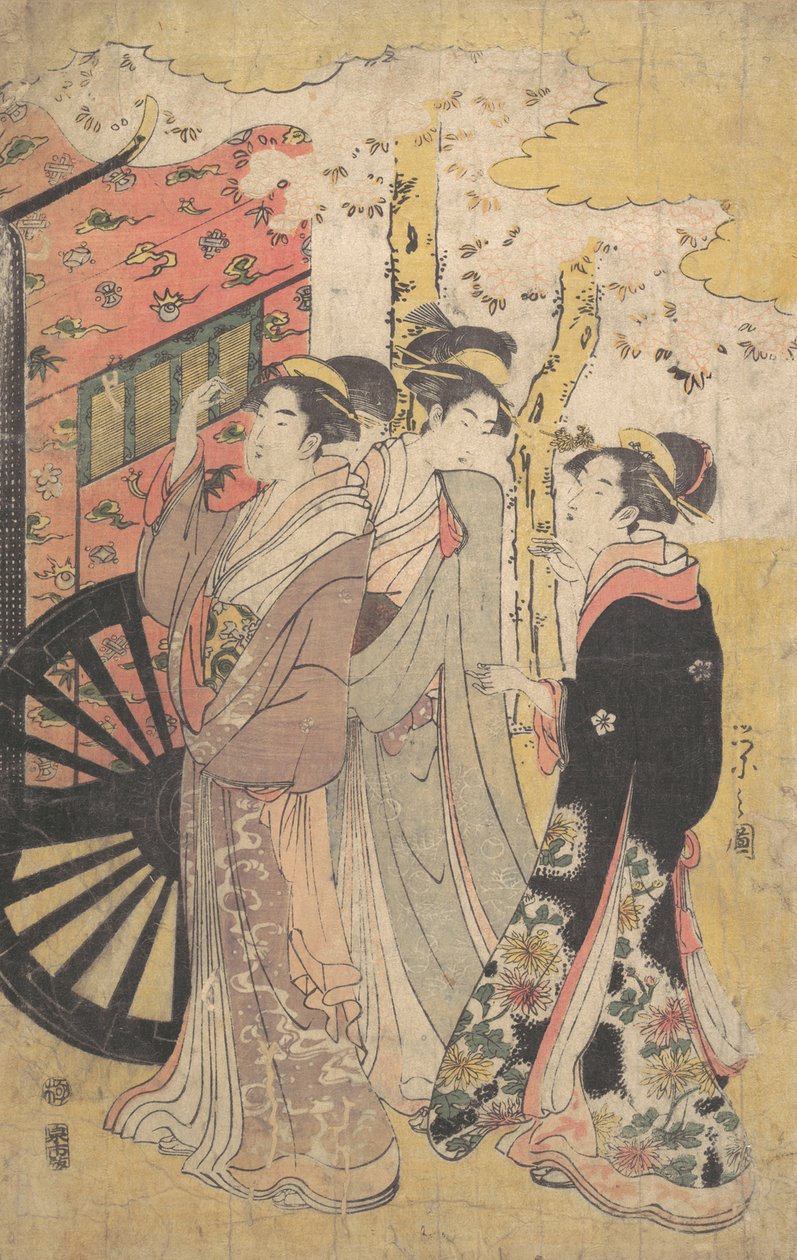 Dame i en hofvogn og ser Cherry Blossoms, ca. 1796 Kansei 8. af Hosoda Eishi