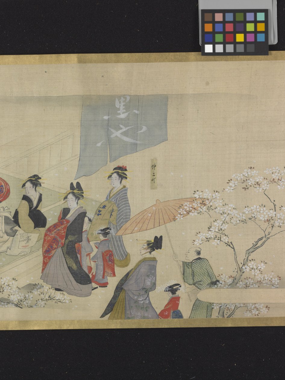 Three Gods Of Fortune On A Pleasure Outing (blæk og lyse farver på papir) af Hosoda Eishi